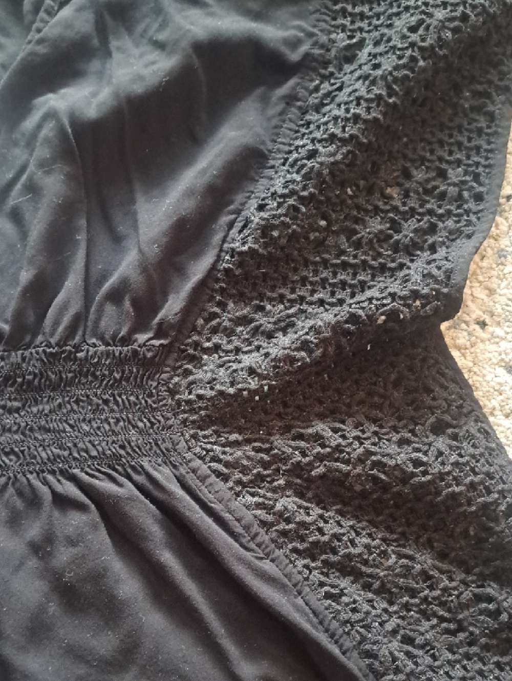 Victoria's Secret Black Crochet Side Mini Dress Or Swim Cover Up Low Cut V Neck - Picture 3 of 6